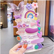 So-Much 14'lü Pens Çıtçıt Toka Seti Mor Lila-1