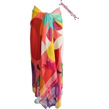 Bolder Kadın Nar Desenli Pareo Iç Göstermez Kumaş Renkli Dokuma Plaj Modası