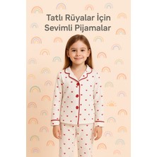 Kız Çocuk Kalpli Önden Düğmeli Pamuklu Pijama Takımı