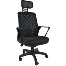 Portero Design Sofya Müdür Ofis Çalışma Koltuğu Fileli Siyah Ergonomik Tasarımlı Sabit Bel Desteği