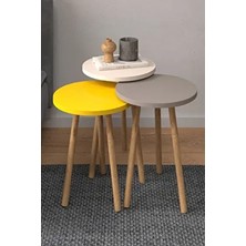 Beyaz Cappuccino Sarı Roma Zigon Sehpa