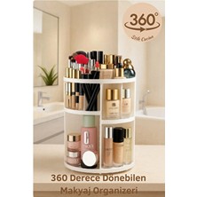 360 Derece Dönebilen Makyaj Organizeri Beyaz