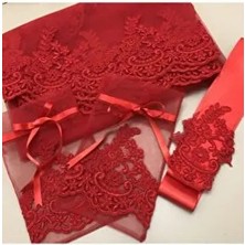 Kırmızı Güpürlü Duvak Seti