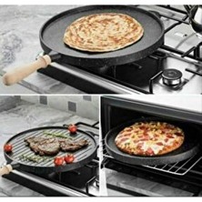 Çift Taraflı Döküm Bazlama Gözleme Tavası 36 cm 1 cm Derinlik