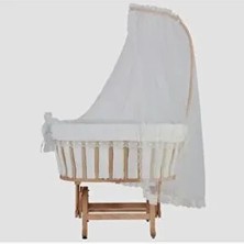 Sepet Beşik Için Krem Cibinlik Tülü Fransız Güpürlü ve Metal Cibinlik Akısı