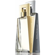 Avon Attraction Kadın ve Erkek EDP Parfüm Ikili Set Unisex Kullanıma Uygun Beyaz