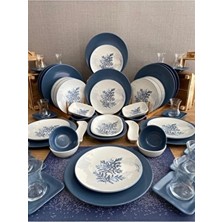 Keramika Blue Magıc 60 Parça Kahvaltı Takımı 12 Kişilik Mavi Seramik Yuvarlak Tabaklarla Şık Sunum