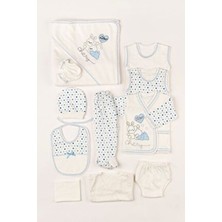 Yenidoğan Kıyafetleri Bebek Kıyafetleri Pamuklu Bebek Mavi Tavşanlı 11'li Hastane Çıkışı