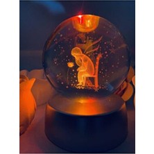 Düşünen Çocuk Küçük Prens Gül Figürlü Işıklı Cam Küre