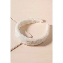 Kadın Beyaz Teddy Tüylü Peluş Taç