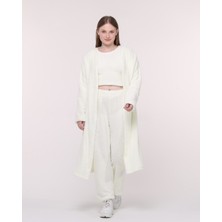 Welsoft Kumaş Beyaz Alt Üst Kimono Takımı