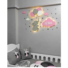 Çocuk Odası Ahşap Gece Lambası Ledli Aydınlatma Yıldız Yok