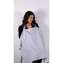 Paris in Paris Gri-Yıldız Desenli Emzirme Önlüğü 100% Müslin Kumaştan Dokuma Özellikli