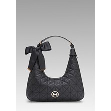 Kelly Siyah Kapitoneli Kadın El ve Omuz Çantası