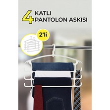 2'li 4 Katlı Çok Amaçlı Pantolon & Aksesuar Askısı Beyaz