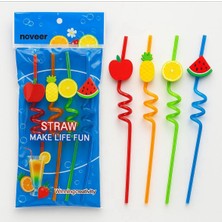 Çeşitli Figürlü Plastik Pipetler - 4'lü Set