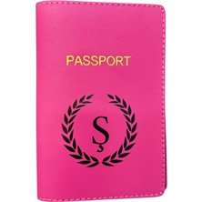Harf Tasarımlı Deri Pasaport Kılıfı Ş