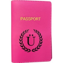 Harf Tasarımlı Deri Pasaport Kılıfı Ü