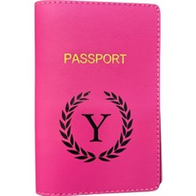 Harf Tasarımlı Deri Pasaport Kılıfı Y