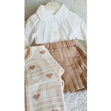 Kız Çocuk 3 Parçadan Oluşan Pamuklu 2 Farklı Renkli Takım