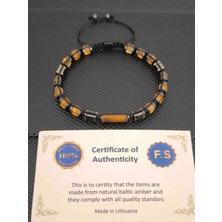 Sertifikalı Damla Kehribar-Silindir Kaplangözü-Hematit Doğaltaş Bileklik Takı Aksesuar Erkek Bileklik