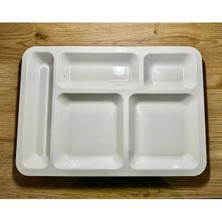 Melamin 5 Gözlü Yemek Tabağı – Dayanıklı Bölmeli Tabldot 1 Adet