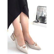 Biçomi Rewat Bej Cilt Topuklu Ayakkabı