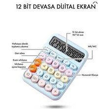 Çok Fonksiyonlu Masaüstü 12 Haneli Hesap Makinesi - Açılı Geniş Ekran - Renkli Tasarım