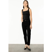 Ekol Kadın Geniş Paça Kot Pantolon 3124 Siyah