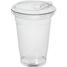 Miopack 400 cc Plastik Pet Limonata Milkshake Bardağı 20 Adet Klips Kapaklı Şık Tasarım