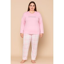 Pemilo Kadın 20741 Büyük Beden % 100 Pamuk Milan Uzun Kol Pijama Takımı