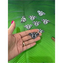 8 Adet Ütü Ile Yapışan Gümüş Varaklı Arı Arma Seti 3x3 cm