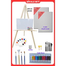 Yağlı Boya Resim Başlangıç Seti-Şövale, 2 Adet Tuval Seti (Şövalye, Tual Seti)