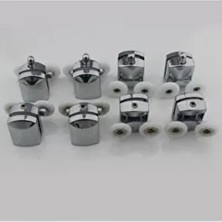 Plastik Duşakabin Tekeri Tekerleği Rulmanı 8'li Set Parlak Krom 22 mm Teker Çapı