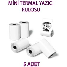 Mini Termal Yazıcı Rulosu 5 Adet - 5 Rulo Beyaz Mini Yazıcı Kâğıdı
