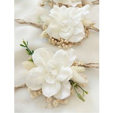 Minky Flowers Tekli Nedime Bilekliği 1 Adet Beyaz Renkli Çiçek Deseni ile Şık Tasarım