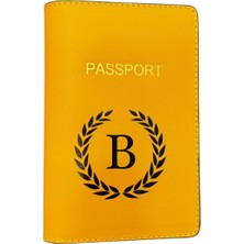 Harf Tasarımlı Deri Pasaport Kılıfı B