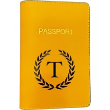 Harf Tasarımlı Deri Pasaport Kılıfı T