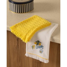 Madame Coco Zitron Mutfak Havlu Seti - Beyaz/sarı