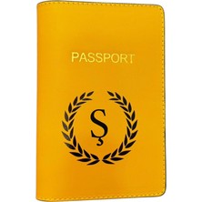 Harf Tasarımlı Deri Pasaport Kılıfı Ş