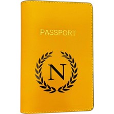 Harf Tasarımlı Deri Pasaport Kılıfı N