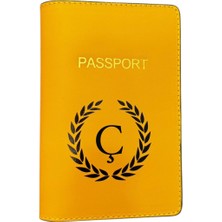 Harf Tasarımlı Deri Pasaport Kılıfı Ç