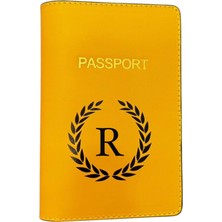Harf Tasarımlı Deri Pasaport Kılıfı R