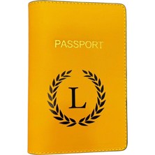 Harf Tasarımlı Deri Pasaport Kılıfı L