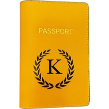 Harf Tasarımlı Deri Pasaport Kılıfı K