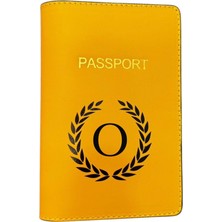 Harf Tasarımlı Deri Pasaport Kılıfı O