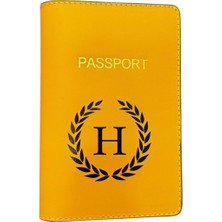 Harf Tasarımlı Deri Pasaport Kılıfı H