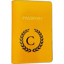 Harf Tasarımlı Deri Pasaport Kılıfı C