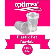 Optimex Plastik Pet Bardak 180CC 1000 Adet Şeffaf Renkli Kullanım İçin Uygun