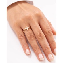 Baget ve Minik Taşlı 14 Ayar Altın Yüzük